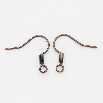 Red Copper Brass Earring Hooks X-KK-Q363-RC-NF-1