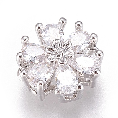 Brass Micro Pave Cubic Zirconia Links ZIRC-F087-05P-RS-1