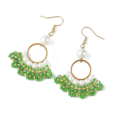 Glass Braided Beads Dangle Earrings EJEW-MZ00747-1