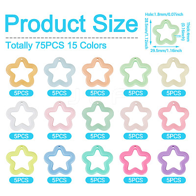 55Pcs 11 Colors Opaque Acrylic Pendants MACR-TA0002-46-1