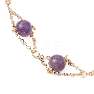 3Pcs Natural Gemstone Round Beads Link Bracelets for Women BJEW-JB12149-1