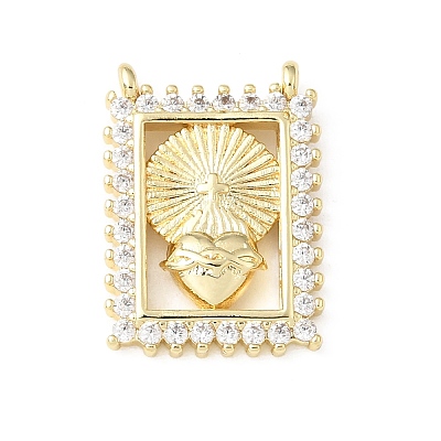 Religion Brass Micro Pave Cubic Zirconia Pendants KK-E799-02A-G-1