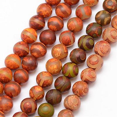 Tibetan Style Mixed Pattern dZi Beads G-K166-03-8mm-L2-1
