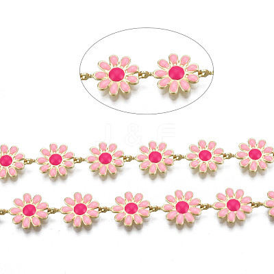 Brass Flower Link Chains CHC-N018-098G-1