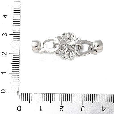 Brass Micro Pave Clear Cubic Zirconia Fold Over Clasps KK-P290-18P-1