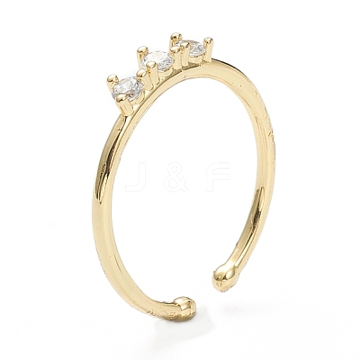 Brass Micro Pave Clear Cubic Zirconia Cuff Rings ZIRC-M117-07G-1