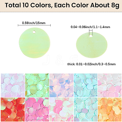 80G 10 Colors PVC Paillette Pendants FIND-SC0023-20B-1