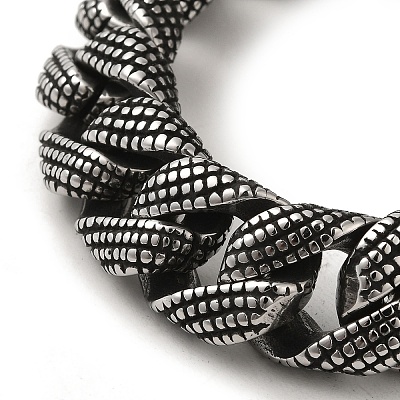 304 Stainless Steel Cuban Link Chain Bracelets for Women Men BJEW-Q341-06B-AS-1