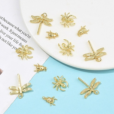 6Pcs 3 Styles Brass Pendants KK-YW0004-44-1
