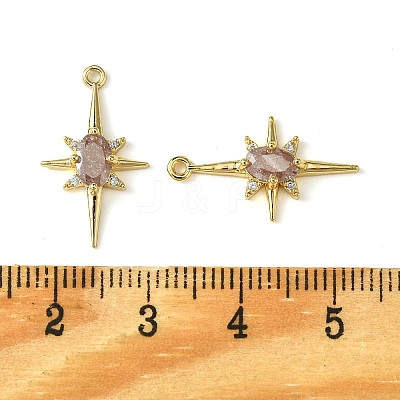 Brass Micro Pave Cubic Zirconia Pendants KK-M277-08G-02-1