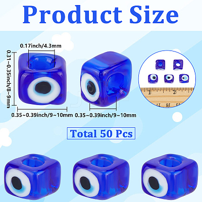 50Pcs Handmade Evil Eye Lampwork European Beads LAMP-SC0001-83-1