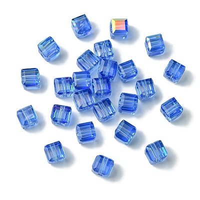 100Pcs Transparent Electroplate Glass Beads GLAA-K064-08A-AB03-1