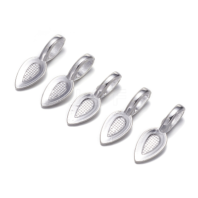 Tibetan Style Alloy Glue-on Flat Pad Bails X-TIBEP-AB3348Y-S-NF-1