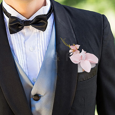 Silk Cloth Artificial Flower Boutonniere AJEW-DR0001-55B-1