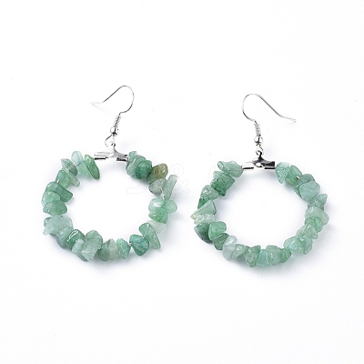 Natural Green Aventurine Dangle Earrings EJEW-E255-D11-1