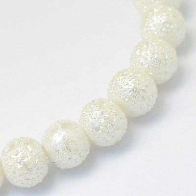 Baking Painted Textured Glass Pearl Bead Strands X-HY-Q002-6mm-01-1
