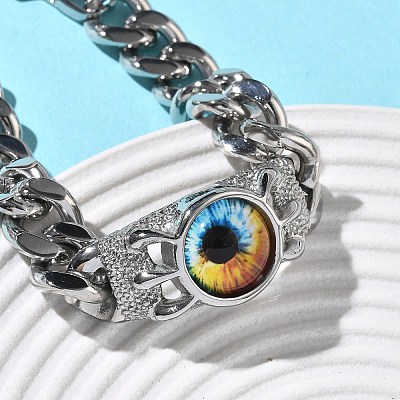Eye 201/304 Stainless Steel Link Bracelets BJEW-F522-02P-03-1