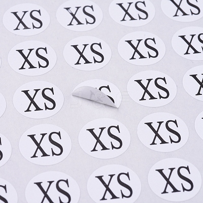 XS Sizes Clothing Size Round Sticker Labels AJEW-WH0014-76F-1