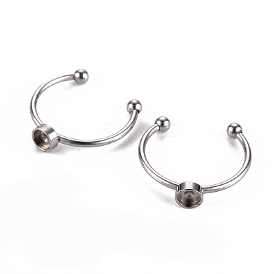 Non-Tarnish 201 Stainless Steel Cuff Pad Ring Settings X-STAS-S080-042A-P-1