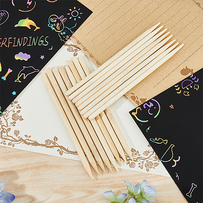 200Pcs 2 Styles Bamboo Pen for Rainbow Scratch Paper Art AJEW-FH0004-44-1
