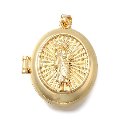 Brass Locket Pendants KK-D431-030C-G-1