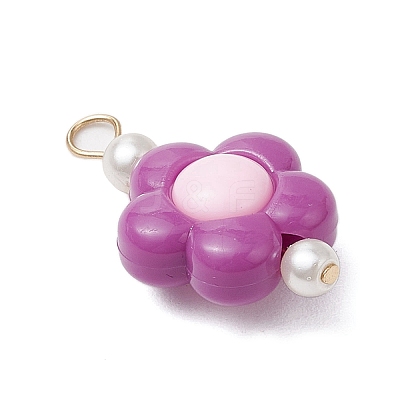 Two Tone Opaque Acrylic Beads with 304 Stainless Steel Flat Head Pins Pendants PALLOY-JF03483-01-1