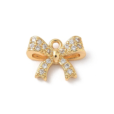 Brass Micro Pave Clear Cubic Zirconia Charms KK-D504-23C-G-1