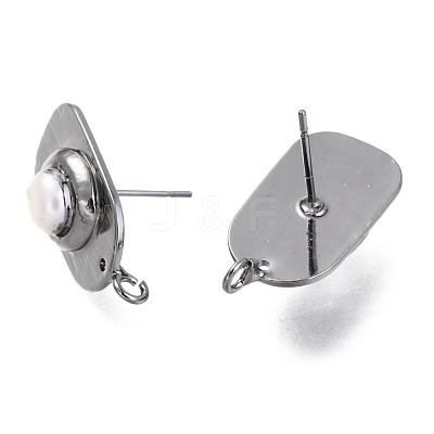 Natural Cultured Freshwater Pearl Stud Earring Findings X-KK-G398-18P-1
