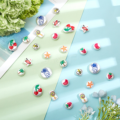 27Pcs 9 Style 3D Printed ABS Plastic Imitation Pearl Beads KY-NB0001-56-1