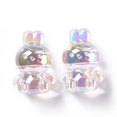 UV Plating Rainbow Iridescent Acrylic Beads OACR-H015-08-1