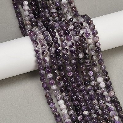 Natural Amethyst Beads Strands G-M445-6mm-01E-1