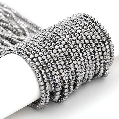 Electroplate Glass Beads Strands GLAA-H021-01B-FP08-1