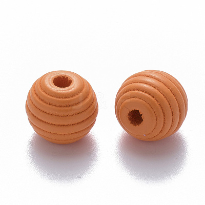 Painted Natural Wood Beehive Beads WOOD-Q040-019B-A06-1
