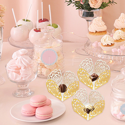 50Pcs Rose Flower Window Paper Candy Packaging Boxes CON-OC0001-78A-1