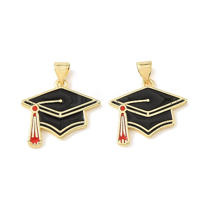 Graduation Season Brass Enamel Pendants KK-CBAF2EC-03G-A06-1