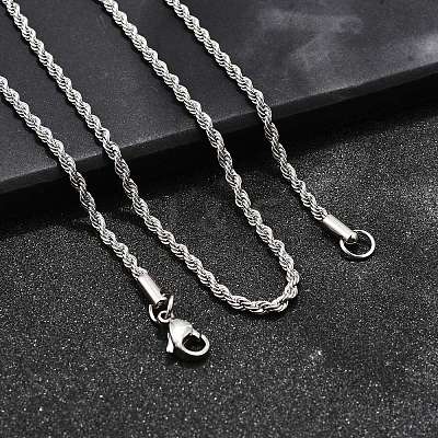 Tarnish Resistant 304 Stainless Steel Rope Chain Necklaces LS-STAS-S029-01-1