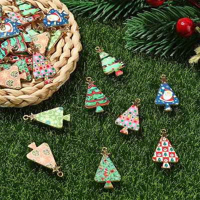 40Pcs 8 Styles Christmas Theme Alloy Pendant FIND-CJ0002-32-1
