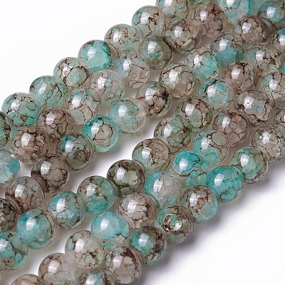 Spray Painted Glass Beads Strands X-GLAA-A038-C-48-1