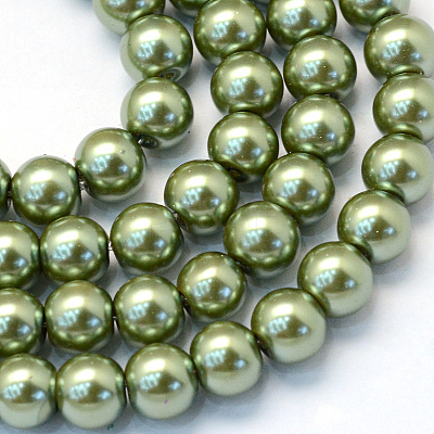 Baking Paint Pearlized Glass Pearl Round Bead Strands X-HY-Q003-4mm-49-1