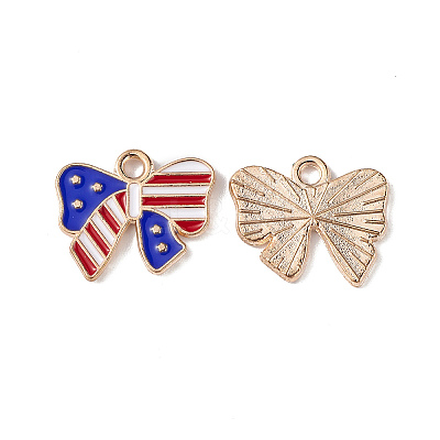 American Flag Style Alloy Enamel Pendants X-ENAM-K067-26-1
