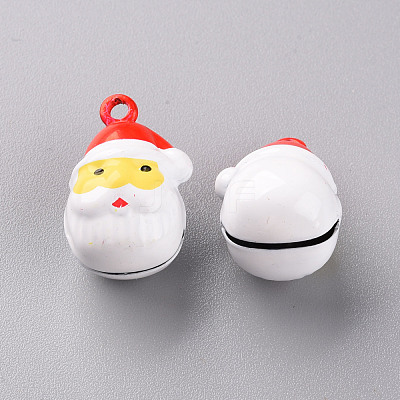 Christmas Baking Paint Brass Bell Pendants KKB-S002-008-1