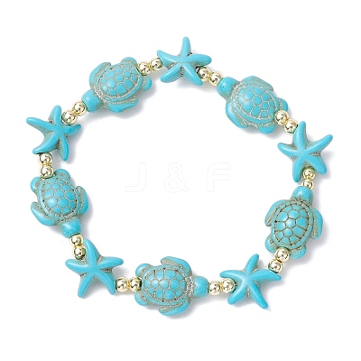 Synthetic Turquoise Beaded Stretch Bracelets for Men Women BJEW-JB11762-02-1