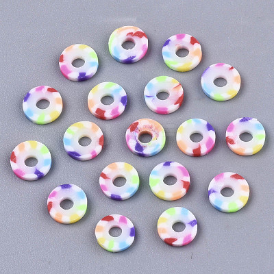 Rainbow Color Handmade Polymer Clay Beads Strands CLAY-R091-6mm-02-1