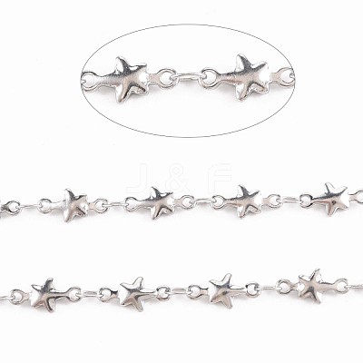 Non-Tarnish 201 Stainless Steel Star & Oval Link Chains STAS-N092-107-1
