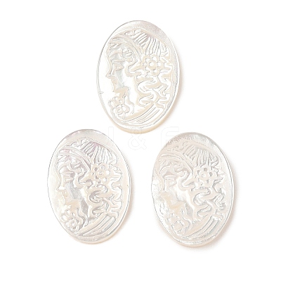 Natural White Shell Carved Cabochons SSHEL-I026-02A-03-1