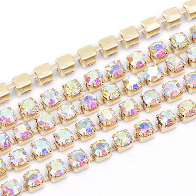 Brass Rhinestone Strass Chains CHC-T003-SS12-02C-1