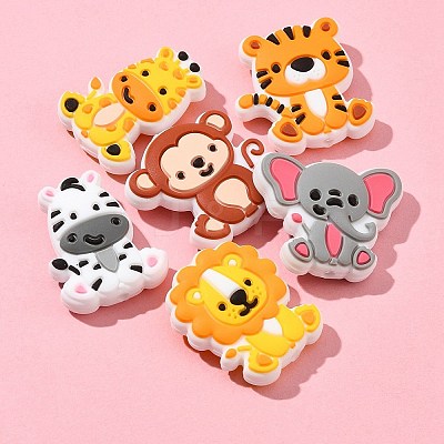 Lion/Tiger/Elephant/Monkey Zebra/Giraffe Silicone Focal Beads SIL-FS0001-19-1