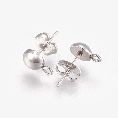 Non-Tarnish 201 Stainless Steel Stud Earring Findings STAS-F166-02P-1