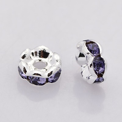 Brass Rhinestone Spacer Beads RB-A014-L6mm-18S-NF-1
