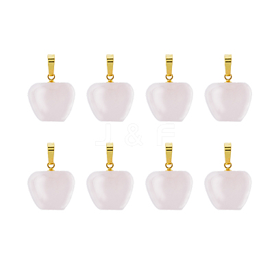 8Pcs Natural Rose Quartz Teacher Apple Charms G-FI0001-26-1